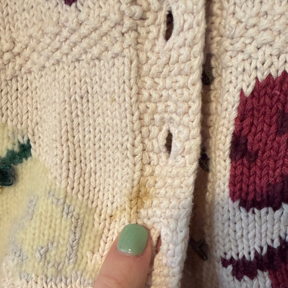 Carole Little Cream Cardigan with Burgundy Bow Accents - Picture 3 of 4